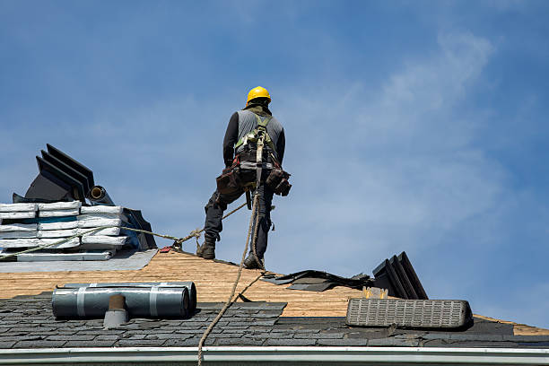 Professional Gutter Installation technician working in Northport, WA
